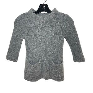 Crewcuts Gray Knit Sweater Dress High Collar Pocketed 3/4 Sleeve Girls
